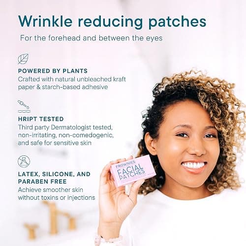 Frownies Forehead and Between the Eyes Wrinkle Patches - Hypoallergenic Facial Patches to Smooth & Soften Forehead Wrinkles & Eleven Lines - For Overnight Use, 144 Patches thumbnail 2