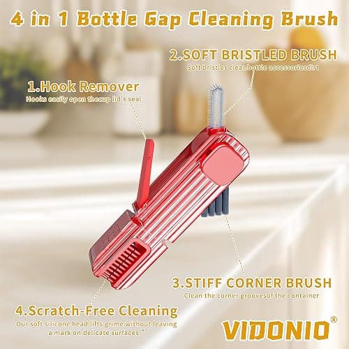 2Pcs 4 in 1 Cup Lid Gap Cleaning Brush Set,Multifunctional Crevice Cleaning Brush for Bottle,Multipurpose Bottle Cleaner with Compact Design Tiny Silicone Cup Holder Cleaner Tool,Kitchen Gadgets thumbnail 2