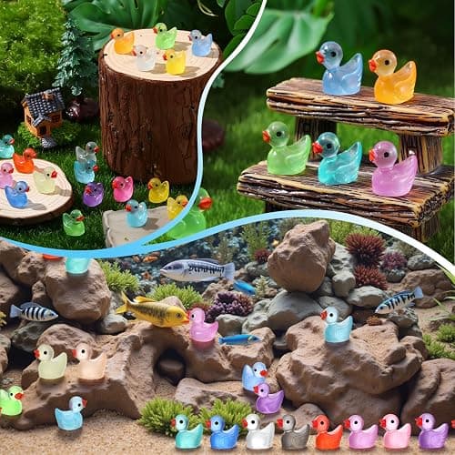 252Pcs Luminous Mini Resin Ducks, 18 Colors Tiny Duck Bulk Glow in The Dark Cute Tiny Ducks Resin Miniatures Fairy Garden Aquarium Dollhouse Landscape Decorations Mini Stuff Figures for Home Decor thumbnail 6