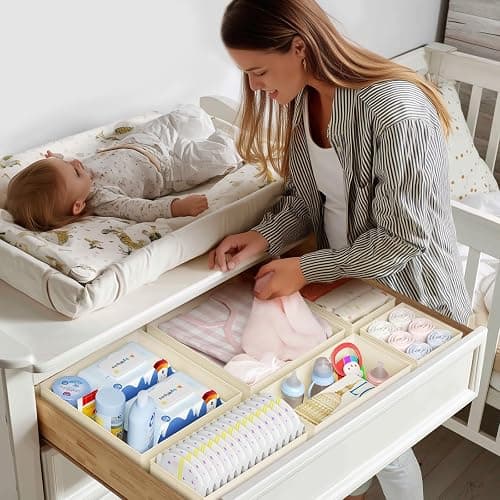 DIMJ Drawer Organizer Clothes - 20 Pack Closet Drawer Organizer Bins for Baby Clothes Storage, Fabric Dresser Organizer for Nursery Bedroom, Foldable Small Drawer Dividers for Underwear Socks thumbnail 2