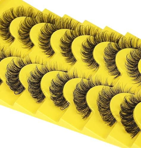 False Eyelashes Russian Strip Lashes D Curl Wispy Natural Look Faux Mink Lashes Like Eyelash Extension Fluffy zanlufly Transparent Band Cat Eye Fake Eyelashes Pack thumbnail 8