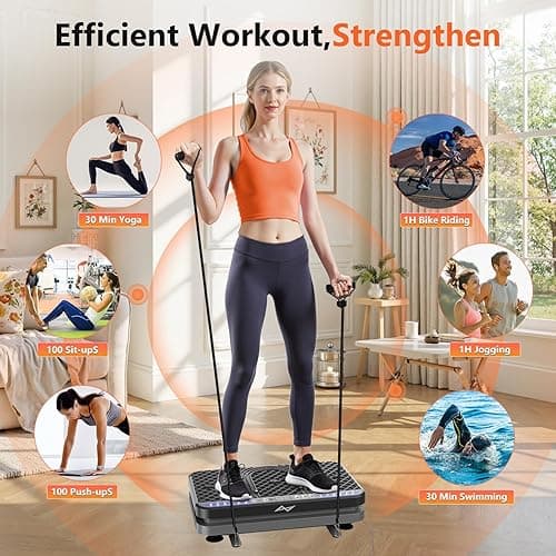 AXV Vibration Plate Fitness Platform Exercise Machine Vibrating Shaking Full Body Shaker Workout Vibrate Stand Shake Board Sport Gym for Weight Loss Fat Burner for Women Men thumbnail 2