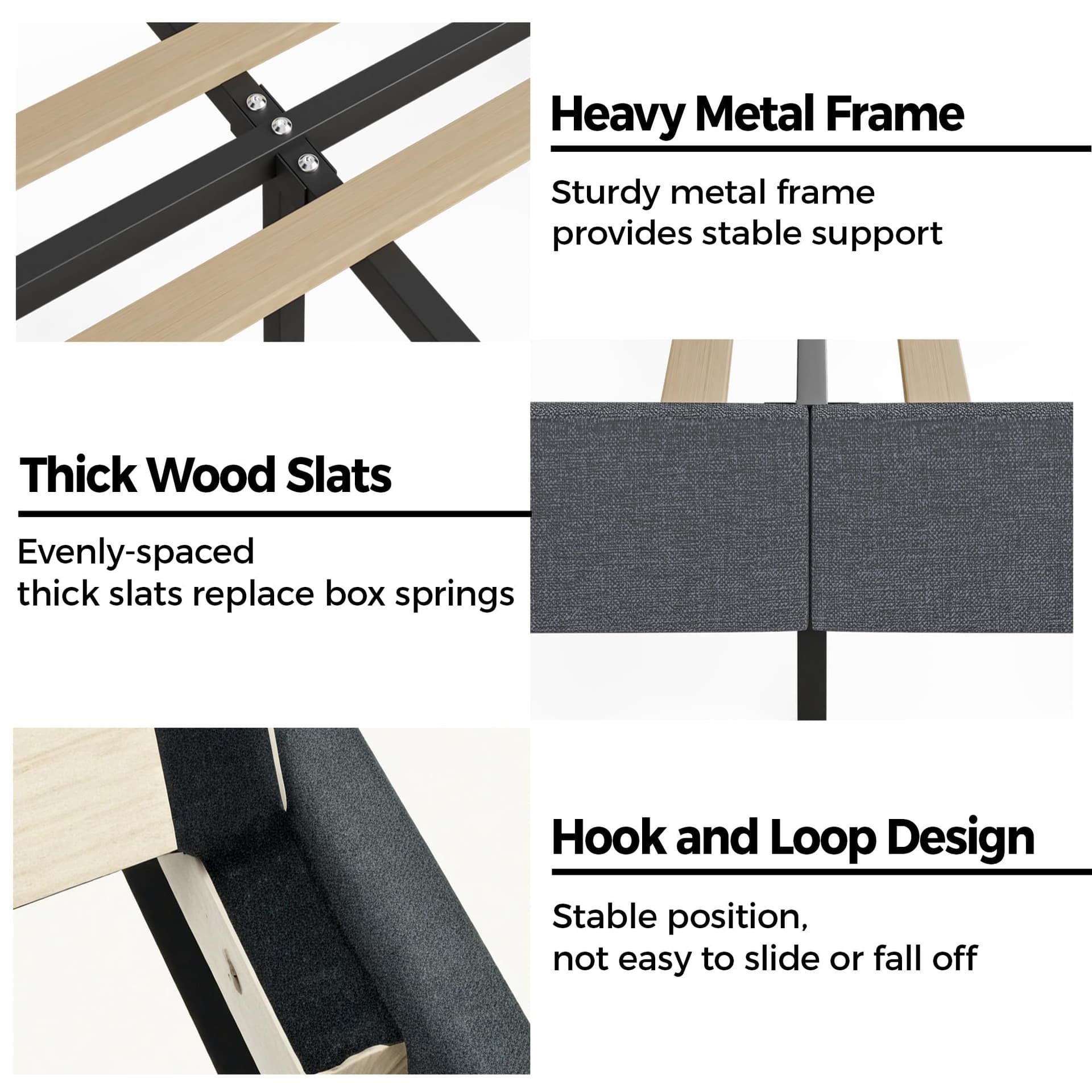 Advwin Queen Floating Bed Frame with LED Lights and Storage Headboard, Upholstered Platform Bed with Hidden Storage, No Box Spring Needed, Dark Grey thumbnail 6