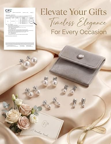 14K Gold Plated Pearl Earrings for Women Flat Back Stud Hypoallergenic | Small Pearl Earring Set, Cartilage Piercing, Stackable Lightweight Shiny Earring Studs, Plum Blossom Bonus, 3-8MM, 6 Pairs thumbnail 5