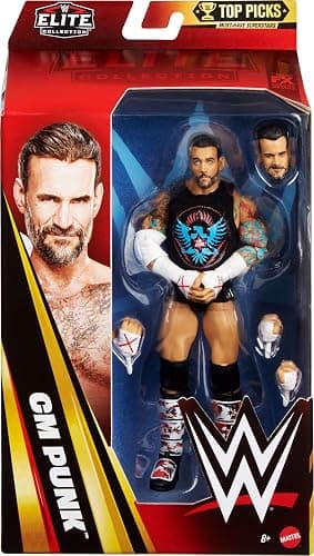 ​Mattel WWE Elite Collection Top Picks Action Figures & Accessories Set, 6-inch Collectible CM Punk with Swappable Hands & Ring Gear​ thumbnail 3