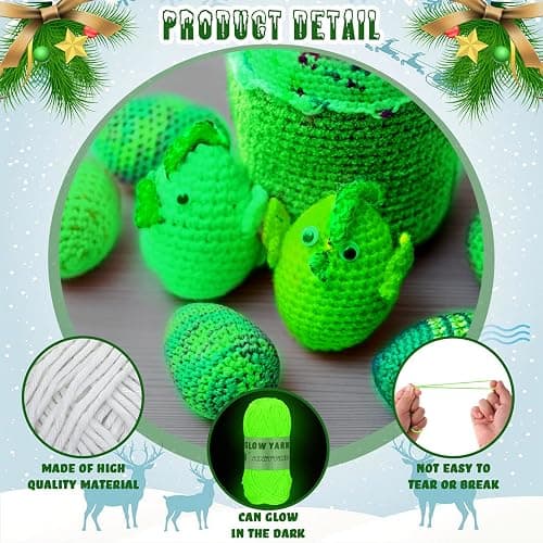 15 Rolls Glow in The Dark Yarn Luminous Knitting Crochet Yarn for Crocheting DIY Arts Glow in The Dark Party Supplies for DIY Arts Crafts Sewing, 820 yd Roll(Bright Color) thumbnail 4