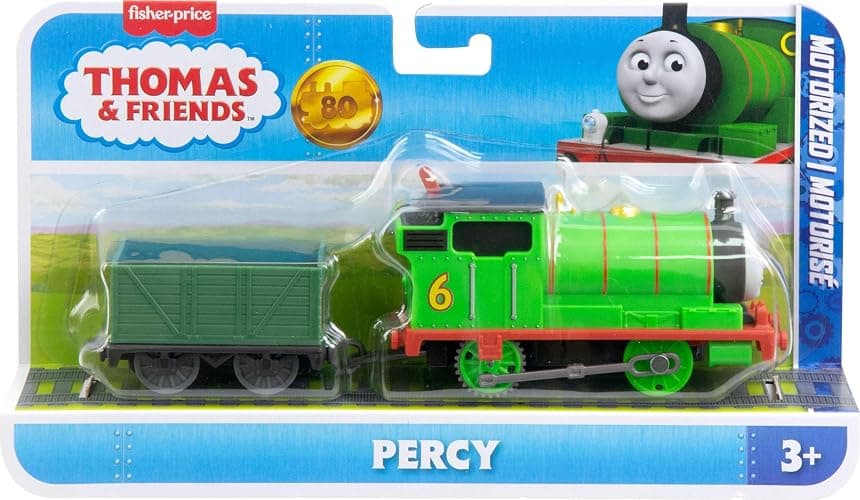 Thomas & Friends Motorized Toy Train, Classic Percy Battery-Powered Engine & Cargo Car, Storytelling Play for Preschoolers, JGF94 thumbnail 3