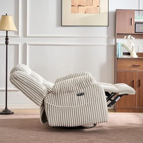 SINCRUMI Power Swivel Rocker Recliner Chair for Adults with Massage and Heat, USB and Type-C Charging Port, Infinite Position, Electric Glider Rocking Chairs for Living Room, Nursery, Pale Grey thumbnail 8