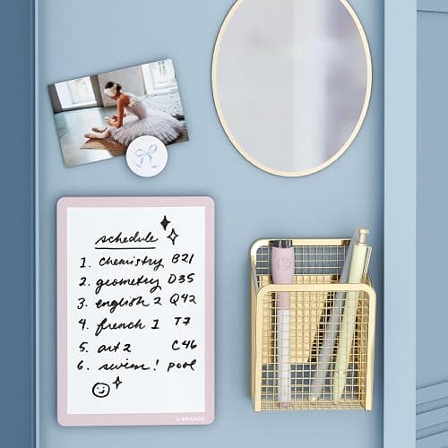 U Brands Magnetic Locker Accessories and Decorating Kit, 5 Piece Set, Locker Organizer, Back to School Essentials, Pink Charming Coquette, Whiteboard, Mirror, and more thumbnail 2