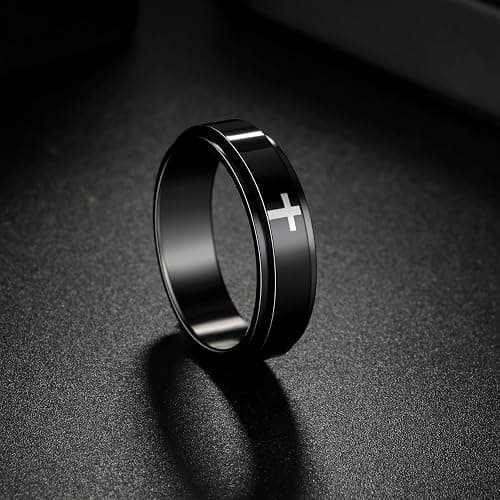 Udolfly Mens Fidget Rings Anxiety Spinner Rings for Men Classic Chain Rings for Women Adults Titanium Steel Ring thumbnail 3