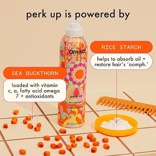 amika perk up talc-free dry shampoo | refreshes roots with a voluminous ‘oomph’ between washes, no white residue, absorbs oil + reduces odor, for all hair types thumbnail 4