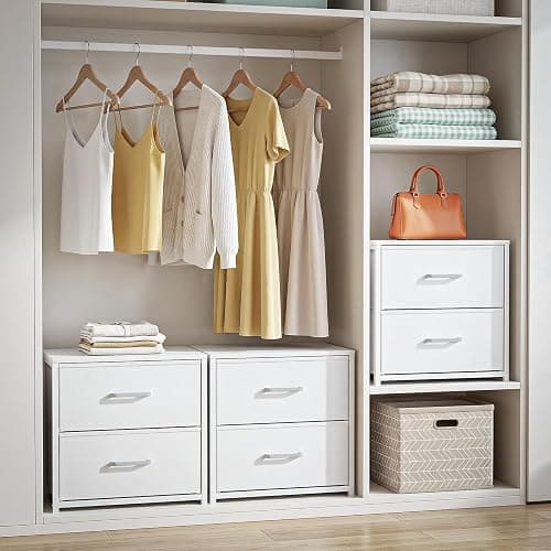 Smoproper 2 Pack Stackable Storage Drawers, Closet Drawers, White | Closet Organizers and Storage Dresser for Closet with Fabric Drawers Ideal for Bedroom & Dorm Storage Clothes Storage thumbnail 3