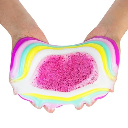 ORB Tabalicious Jumbo TABA Squishy Rainbow Heart Toy - Giant TABA Rainbow Colored Heart with Sparkling Center - Soft, Sticky TABA Squishies - Fun Squishy Fidget Stress Ball Toys for Kids and Adults thumbnail 3