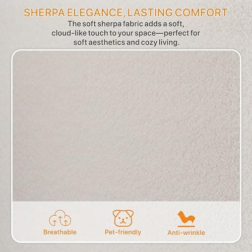 Aortzio 49.6''W Swivel Accent Barrel Chair, Oversized Teddy Fabric Upholstered Round Single Couch Sofa with 4 Pillows for Living Room, Apartment, Bedroom (Ivory). thumbnail 4