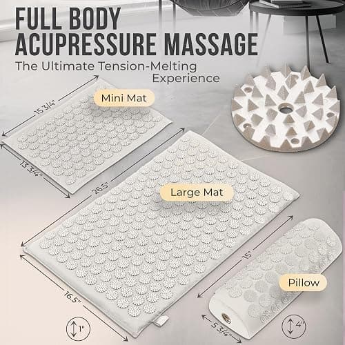 Acupressure Mat and Pillow Set with Mini Pad – Full Body Pain Relief | Mini pad targets hard-to-reach areas like feet, hands and neck for precise pressure relief thumbnail 5