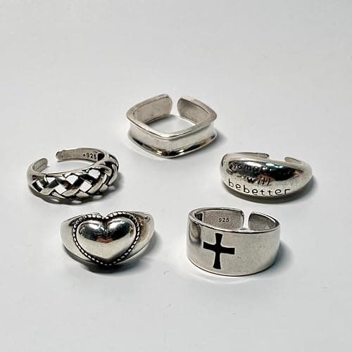 Ch.yishi Handmade Vintage 925 Sterling Silver Wide Band Rings for Women/Men,Adjustable Thumb Finger Ring thumbnail 3