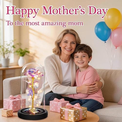 Childom Mothers Day Mom Gifts for Mom,Birthday Gifts for Women Moms Grandma,Flowers for Delivery Prime,Colorful Light Up Rose in A Glass Dome,Anniversary Valentines Roses Gift for Her Wife Daughter thumbnail 5