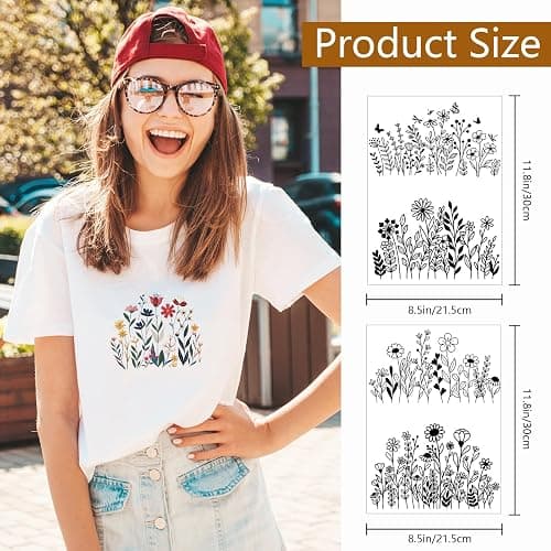 Water Soluble Embroidery Patterns Stabilizers - Rngmsi 4 Sheets Flower Stick and Stitch Embroidery Paper Wash Away 8 Pcs Plant Sunflower Butterfly Embroidery Transfer Paper Stabilizers for Hand Sewing thumbnail 3