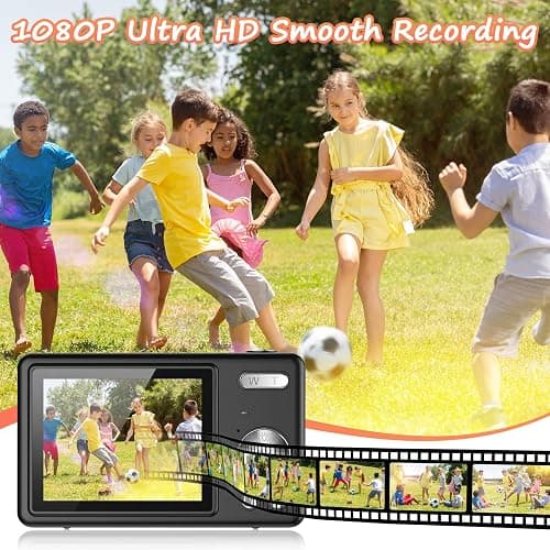 Digital Camera 1080P FHD 44MP with 2.4" LCD Screen,16X Digital Zoom, Compact Portable Vlogging Camera with 32gb SD Card for Kids Teen Students Beginner (Black) thumbnail 3