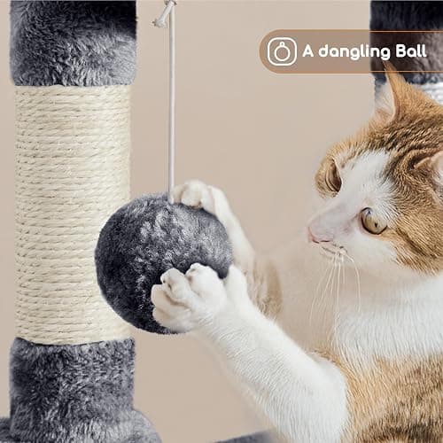 Yaheetech 42in Cat Tree Tower for Indoor Cats, Kitten House with Large Perch & Scratching Posts & Cozy Condo & Scratching Ramp, Pet Furniture Activity Center, Dark Gray thumbnail 5