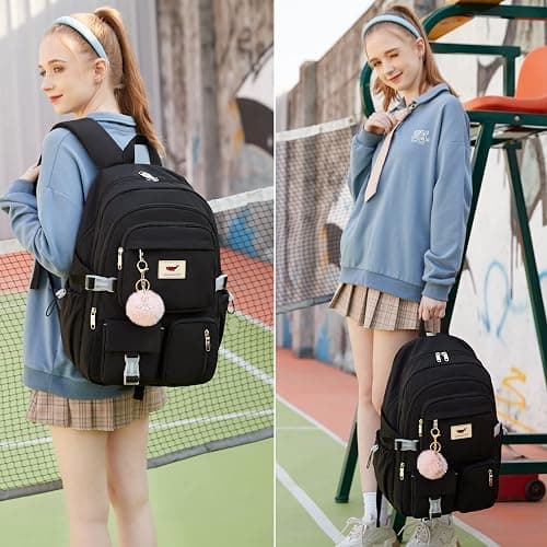 LXYGD Laptop Backpack 15.6 Inch Kids Elementary Middle High School Bag College Backpacks Anti Theft Travel Back Pack Large Bookbags for Teens Girls Women Students (Black) thumbnail 2