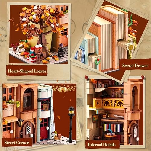Bookends Building Set for Adult, Home Bookshelf Insert Decoration Building, Bookcase Miniature House Model Building for Adults, 1488pcs thumbnail 4