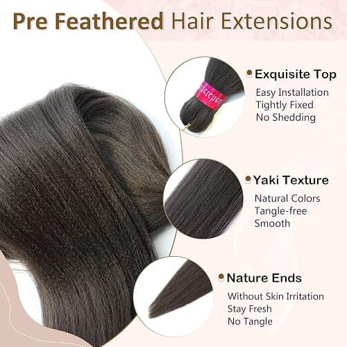 Brown Black Pre Stretched Braiding Hair 30 Inch 2 Packs Pre Feathered Hair Extensions Yaki Texture Braids Hair Easy to Use thumbnail 2