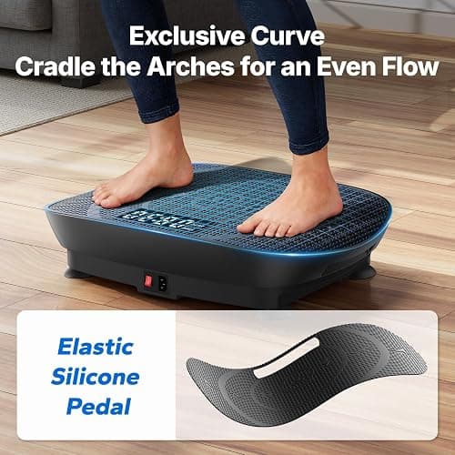 MERACH Vibration Plate Exercise Machine, Curved Vibration Plate for Lymphatic Drainage Weight Loss, Vibrating Plate with Real-Time Calorie Tracking on LED Display, Workout Equipment for Home Women Men thumbnail 2