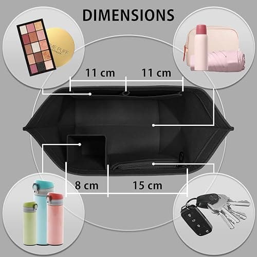HomeGadget Organisateur de Sac à Main pour Longchamp Taille L - Organiseur Le Pliage pour Shopper - Organizer pour Femme en Feutre - Noir thumbnail 4