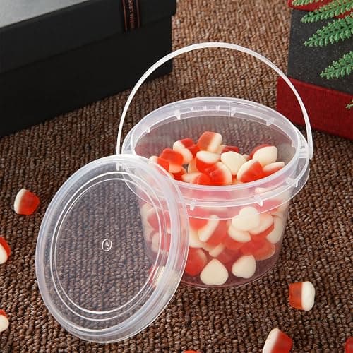 ZOEYES 50 PCS 10 oz Slime Containers with Lids and Handles, Plastic 300ml Storage Bucket Containers, Clear Slime Storage Case for Slime DIY Art Craft, Mini Toy, Pigment, Small Tools, Part Material thumbnail 6