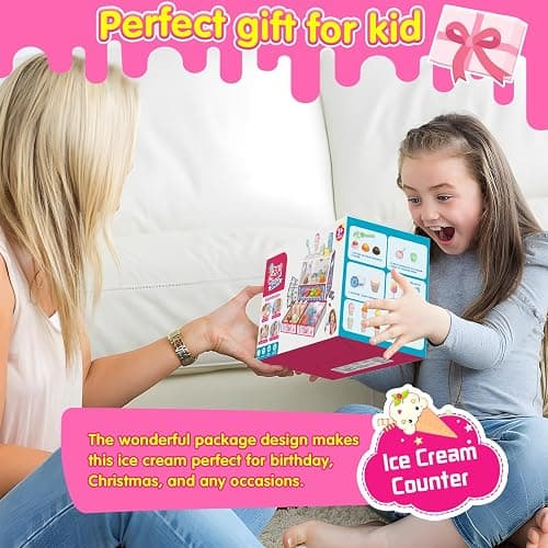 Ice Cream Toys, Wooden Ice Cream Play Set, Pretend Play Toys, 46 Pcs Wooden Play Kitchen Accessories with Menu & Scoop & Menu & Fake Money, Ice Cream Toys for Toddlers 3 4 5 6 Girls Boys Birthday thumbnail 7