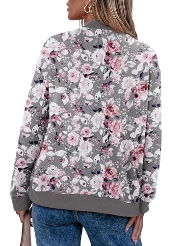 CRAZY GRID Women's Zip Up Jacket Casual Long Sleeve Sweatshirts Fall Coat Outerwear Windbreaker with Pockets S-XXL thumbnail 4