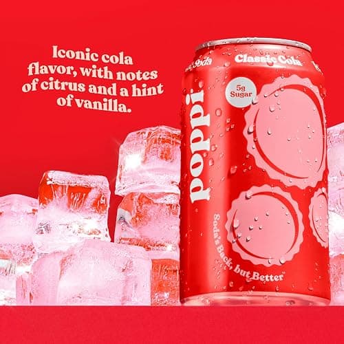 Poppi Prebiotic Soda, Classic Cola, 12 Oz, 12 Pack | Prebiotic Soda, Sparkling Water & Fruit Juice, 5g Sugar thumbnail 3