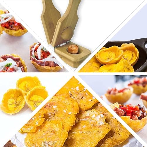Bamboo Tostones Plantain Press Plantain Smasher Maker - Authentic Caribbean Flavor, 2-in-1 Tostones and Plantain Cups, Perfect for Tostones and Stuffed Plantains,6.8 * 3 * 2.36inch thumbnail 5