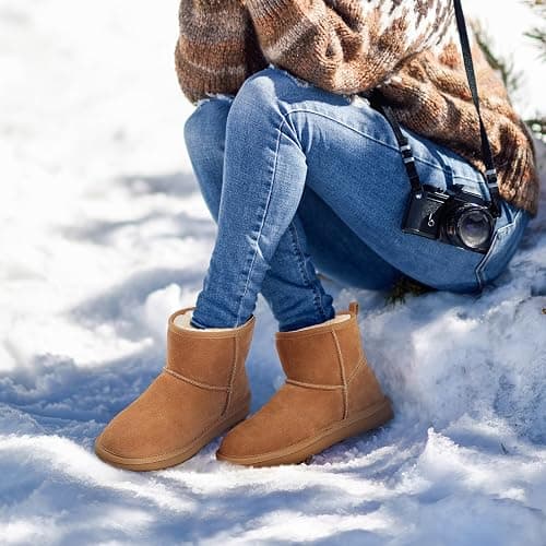 Litfun Genuine Suede Mini Boots for Women Winter Warm Fuzzy Boots Comfort Snow Boots with Fur Lined thumbnail 2