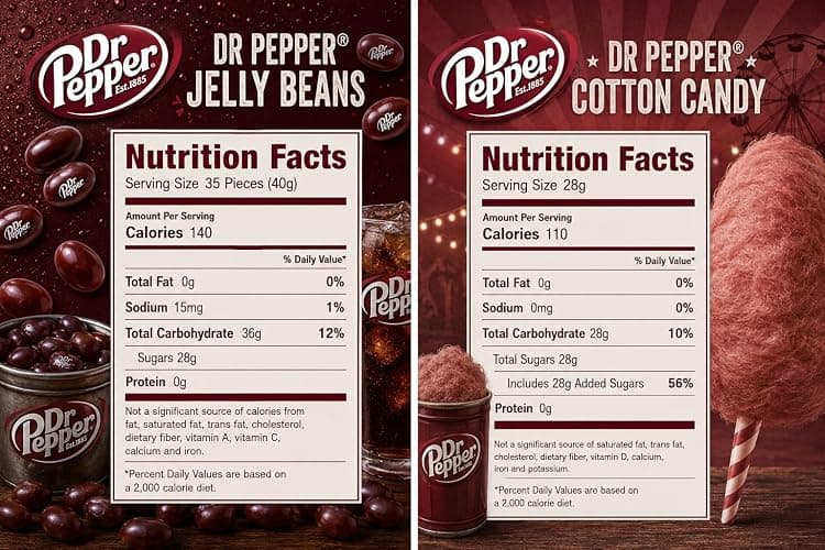 Soda Lover's Multipack - Pack of 2 - Dr. Pepper Cotton Candy (3.1 oz.) Plus Dr. Pepper Jelly Belly Jelly Beans (3.5 oz.) thumbnail 2
