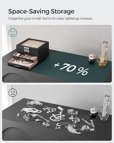 SONGMICS GISELLA Collection - Jewelry Box Organizer, 3-Layer Jewelry Storage with 2 Drawers, Shiny Metal Hardware, Glass Lid, Modern, 8 x 9.1 x 5.3 Inches, Ink Black and Silver UJBC239BK thumbnail 7