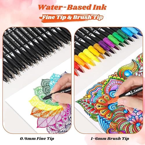 Taotree 150 Colors Dual Tip Art Markers Pens for Adult Coloring Book, Artist Fine & Brush Tip Coloring Markers Drawing Pen for Journaling Note Taking Lettering Calligraphy Craft Art Supplies Set thumbnail 4