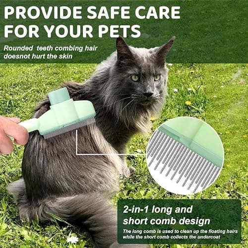 Cat Comb with Release Button, Cat Brush for Short or Long Haired Cats, Cat Grooming Comb for Removing Tangles and Knots thumbnail 5