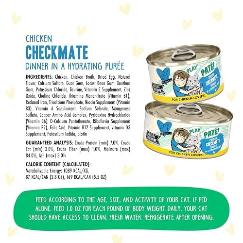 Weruva B.F.F. Play - Best Feline Friend Paté Lovers, Aw Yeah!, Chicken Checkmate with Chicken, 5.5oz Can (Pack of 8) thumbnail 4