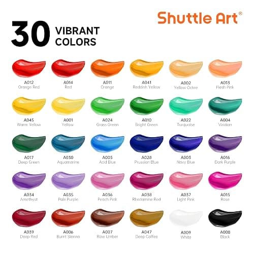 Shuttle Art Acrylic Paint Set, 30 x12ml Tubes Artist Quality Non Toxic Rich Pigments Colors Great for Kids Adults Professional Painting on Rocks Canvas Wood Clay Fabric Ceramic Crafts thumbnail 3