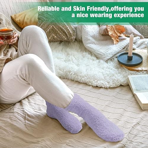 JaGely 20 Pairs Fuzzy Socks Bulk for Women Valentine's Day Gifts Fluffy Cozy Slipper Socks Warm Soft Winter Sleeping Gift for Men Home, Multicolored, Yoga thumbnail 6