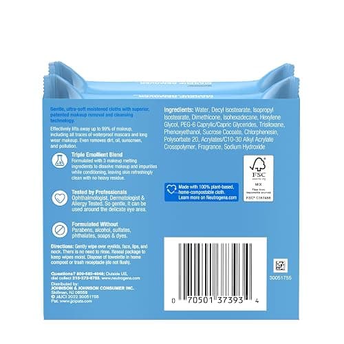 Neutrogena Makeup Remover Wipes, Daily Facial Cleanser Towelettes, Gently Cleanse and Remove Oil & Makeup, Alcohol-Free Makeup Wipes, 2 x 25 ct thumbnail 7