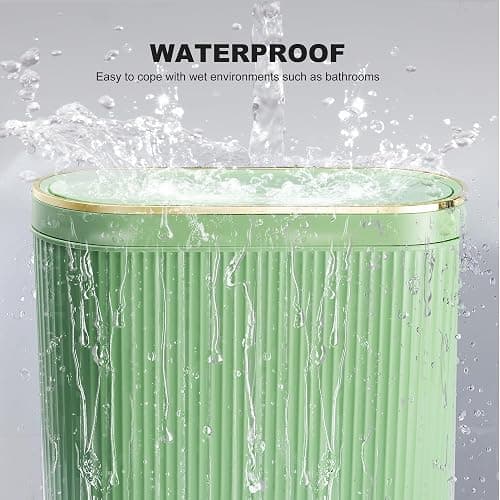 Supteron Bathroom Trash Can with Lid 3.2 Gallon Narrow Trash Can Small Plastic Trash Bin 12 Liter with Press Type Lid for Bedroom Bathroom, Mint Green thumbnail 6