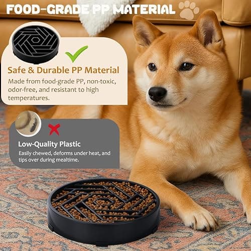 WHIPPY Slow Feeder Dog Bowl, Puzzle Maze Design to Slow Down Eating, 3-Cup Capacity, Anti-Gulping Food Bowl for Medium & Large Dogs,Black thumbnail 9