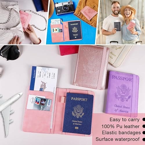 Melsbrinna Premium Leather Passport Holder Covers Case, Waterproof Rfid Blocking Travel Wallet Passport Holder with Pen Holder, Cute Passport Book for Women/Men thumbnail 6