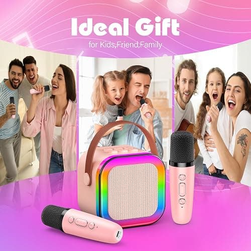 Dislocati Karaoke Machine 2 Microphones, Birthday Gifts for Girls Toys Age 3-15 Year Old Girls Gifts Kids Microphone Toys for 3-12 Year Old Girls Birthday Presents Easter Gifts for Kids thumbnail 6