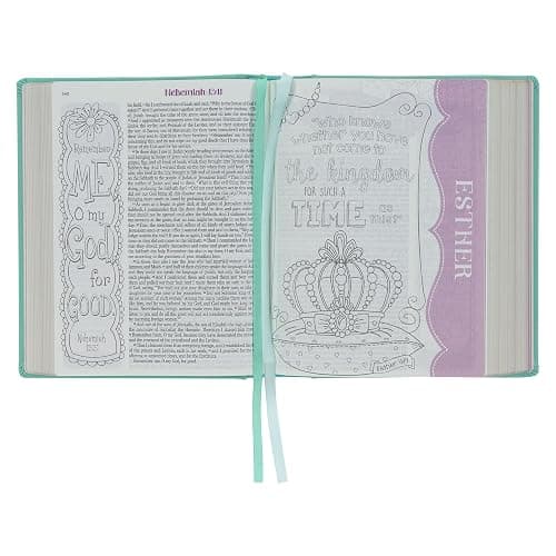 ESV Holy Bible, My Creative Bible For Girls, Faux Leather Hardcover w/Ribbon Marker, Illustrated Coloring, Journaling and Devotional Bible, English Standard Version, Teal (ESV Creative Editions Girls) - Hardcover thumbnail 4