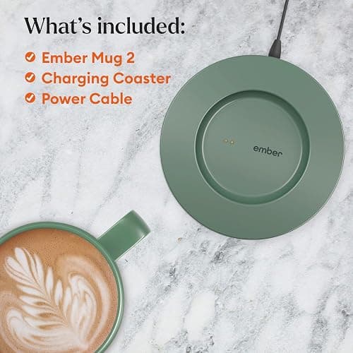 Ember Temperature Control 14oz Smart Mug 2, App-Controlled and Rechargeable Heated Coffee Cup Warmer with Intelligent LED Display, Sage Green. thumbnail 6