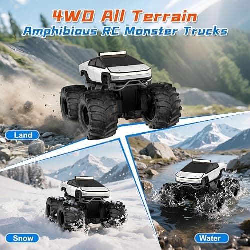 Amphibious Remote Control Car, 1:18 Monster Truck Toys for boys RC Cars, 2.4 GHz Waterproof RC Trucks, 4WD All Terrain Off-Road Pickup, Kids Christmas Birthday Gifts Present Boys Girls Toys Ages 6+ thumbnail 5